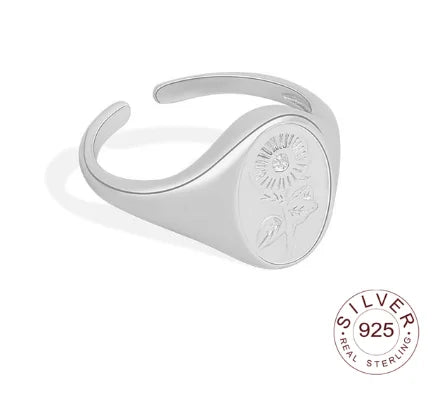Bague en argent sterling 925, nouvelle bague simple en forme d'œil de fleur, couleur or, style rétro, effet vieilli, faite à la main, bijoux fins et tendance