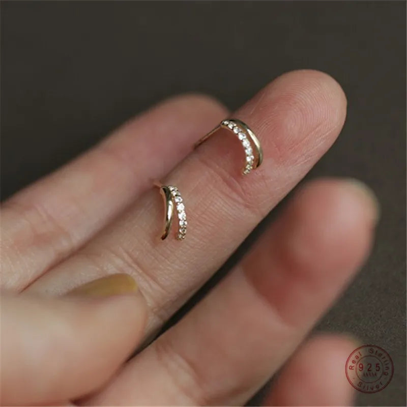 925 Sterling Silber Europäische Kreative Pavé Zirkon Ohr Knochen Ohrstecker Frauen Klassische Mode 14k Vergoldung Schmuck Geschenk