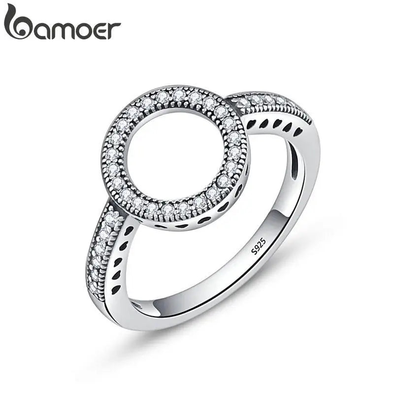 100% Genuine 925 Sterling Silver Forever Clear CZ Circle Round Finger Rings for Women Jewelry Christmas Gift SCR041 - Madeinsea©