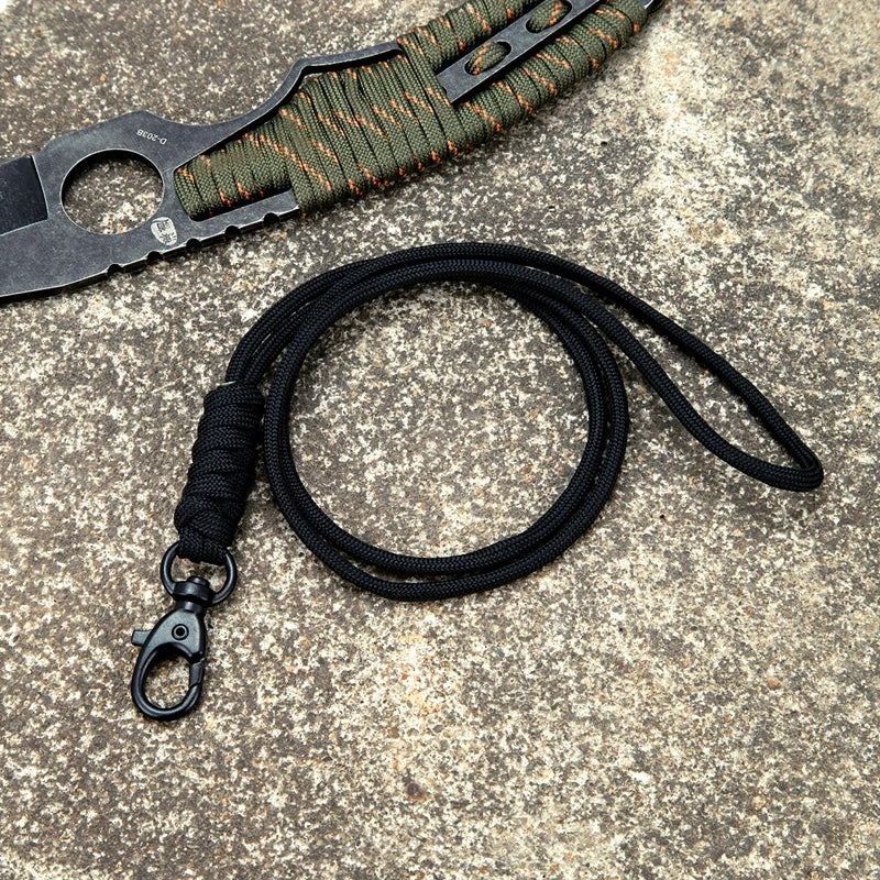Outdoor Rock Climbing Paracord ID Lanyard Snake Knot Carabiner For EDC USB Holder Pass Card Name Badge Holder Neck Layard Gift