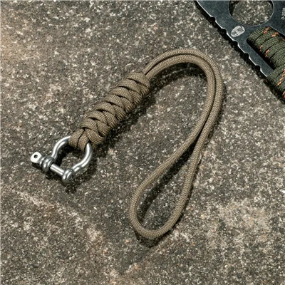 Outdoor Style Paracord Keychain Lanyard D Bow Buckle High Strength Parachute Cord Self-defense Emergency Survival Tool Key Ring