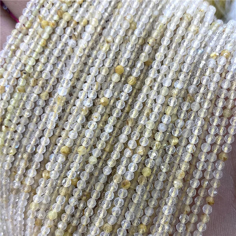 2 3mm Natural Labradorite Quartz Moonstone Crystal Stone Beads Round Faceted Loose Beads For Jewelry Making DIY Bracelet 15.5"