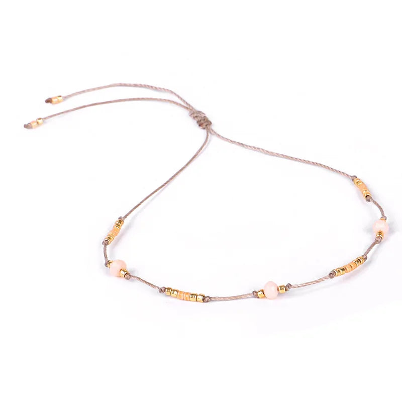 HI MAN Bohemian Colored Beads Wax Thread DIY Anklet Women Adjustable Summer Beach Casual Jewelry Accessories Girlfriend Gift