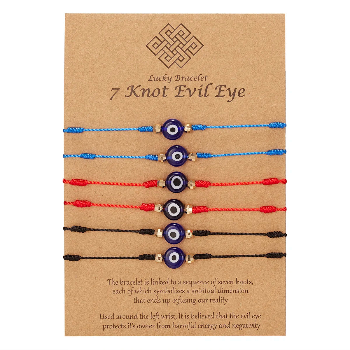 Handmade 7 Knots Red String Bracelet Protection Good Luck Amulet for Success Prosperity Friendship Rope Wristband Jewelry Gift