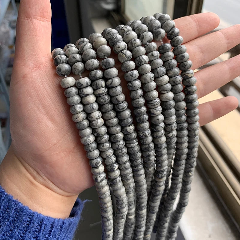 5x8mm Natural Stone Bead Jades Jaspers Chalcedony Rondelle Spacer Loose DIY Beads For Jewelry Making Bracelet Necklace Earrings