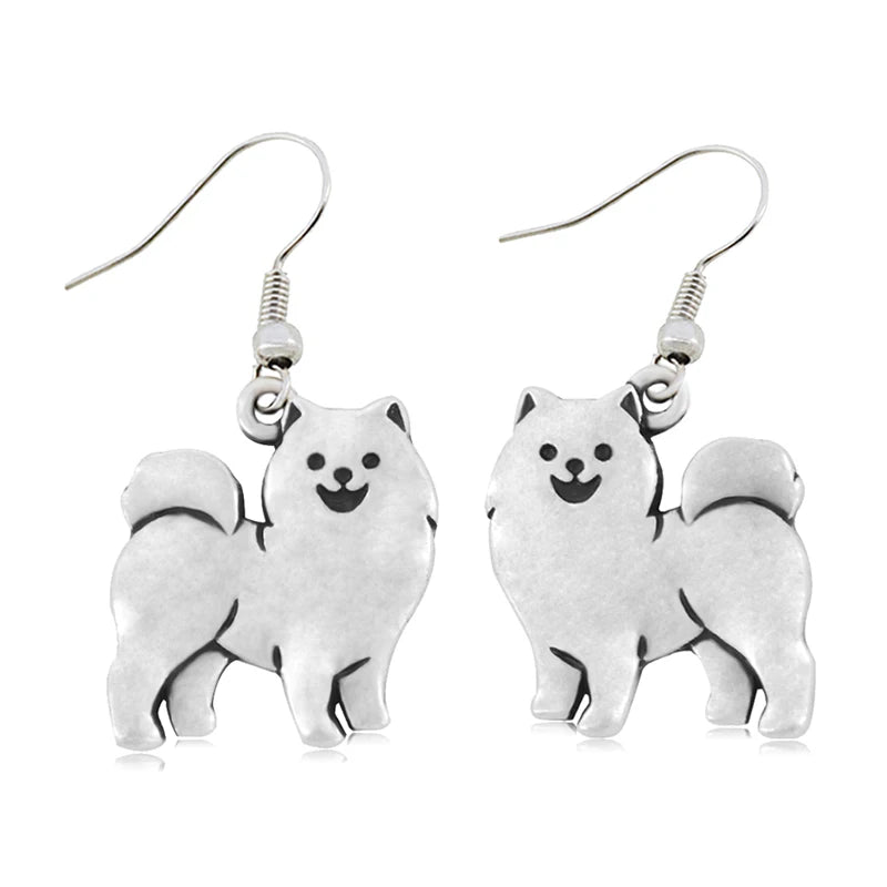 New Fashion Vintage Samoyed Dog Drop Earring Boho Pets Dogs Brincos Lover Gifts Jewelry Earrings For Women Pendientes Mujer