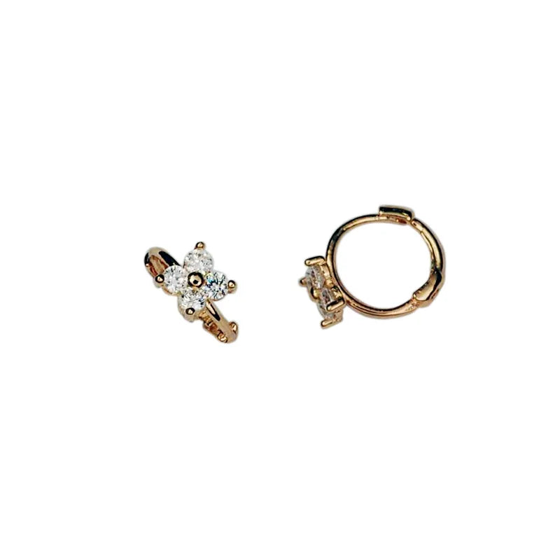 925 Sterling Silber Französisch Einfache Pavé Zirkon Blume Ohrstecker Frauen Licht Luxus Temperament Göttin Schmuck Geschenk