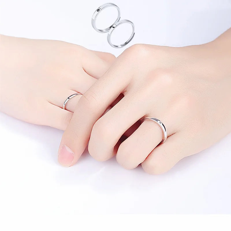 2 Pcs Sun Moon Lover Couple Rings Simple Opening Ring For Couple Men Women Wedding Engagement Promise Valentine's Day Jewelry