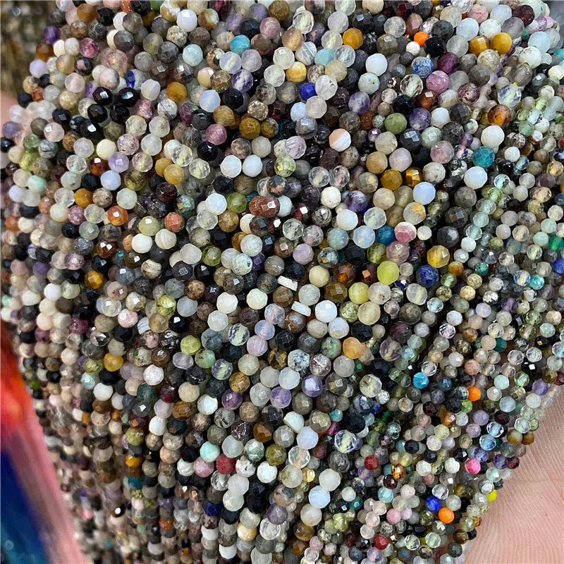 2025 New 2mm 3mm Natural Stone Beads Blue Quartzs Crystal Turquois Aquamarines Beads For Beadwork DIY Bracelet Accessories 38CM