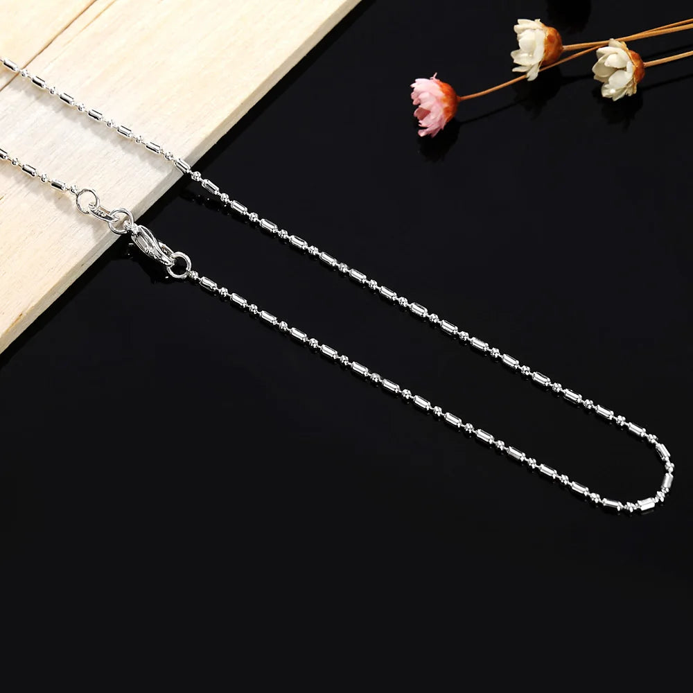 DOTEFFIL 925 Sterling Silver 16/18/20/22/24/26/28/30 Inch Bamboo Chain Necklace For Women Man Fashion Wedding Charm Jewelry