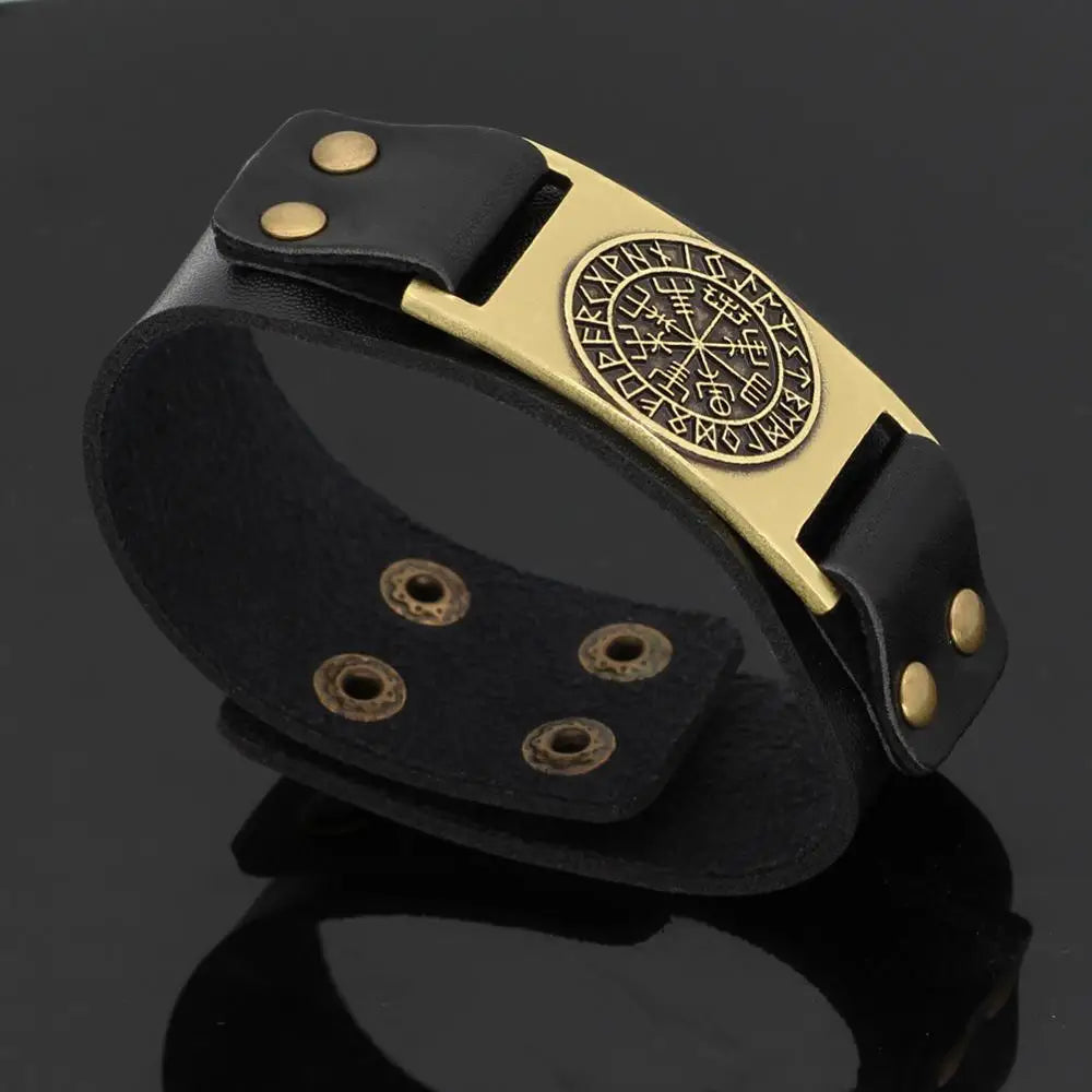 Viking snowflake Bracelet men's jewelry Nordic Viking Vegvisir Compass Bangles Nordic Runes Leather Bracelet