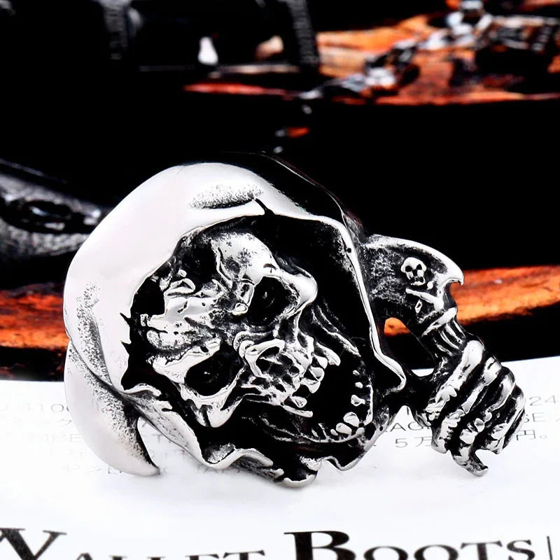 Beier new store 316L Stainless Steel ring skull Men's skull ring punk biker hand for gift High-quality jewelry LLBR8-559R