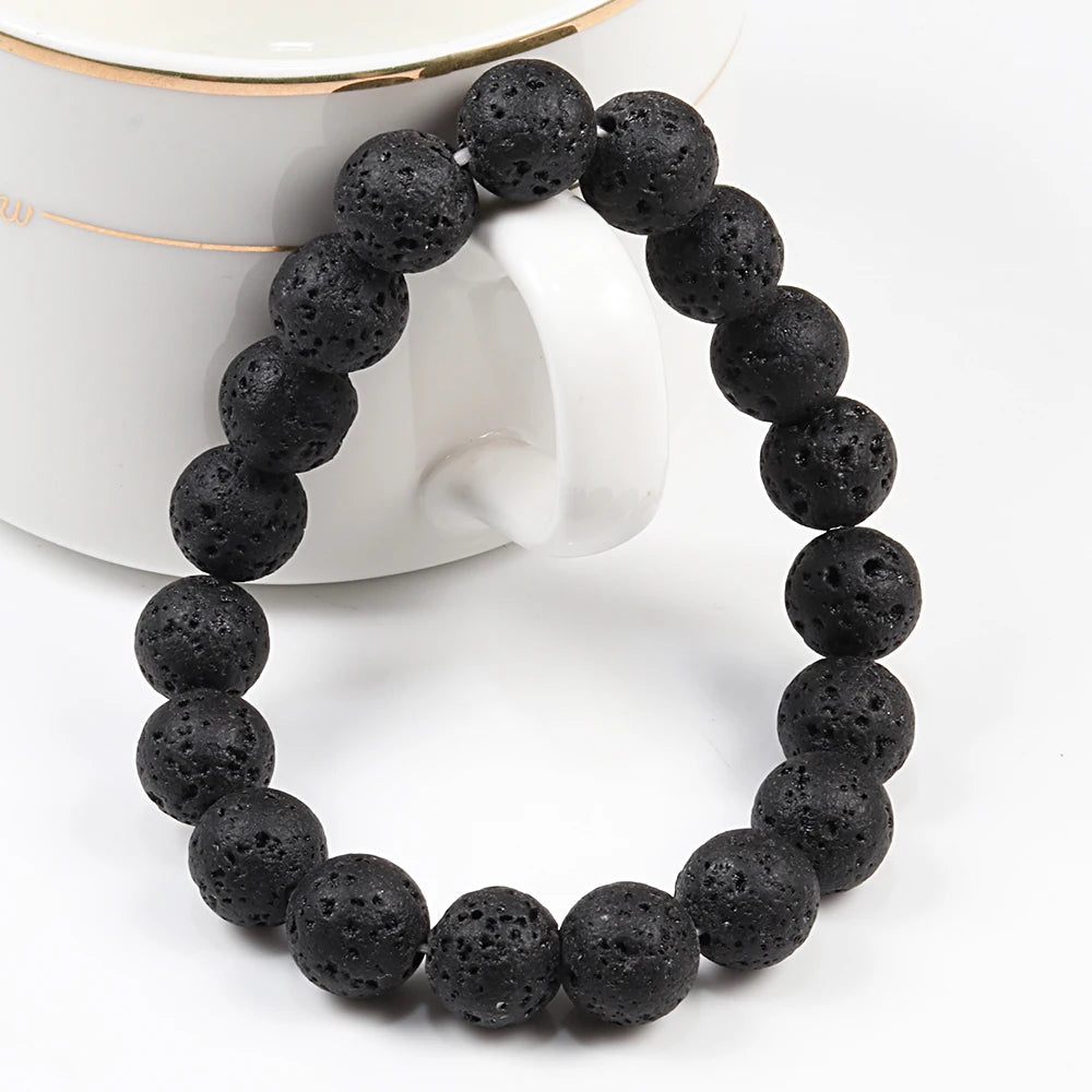 Natural Stone 6/8/10mm Beads Tiger Eye Bracelet Classic Men Women Buddha Black Lava Bracelets Minimalist Yoga Meditation Jewelry - Madeinsea©