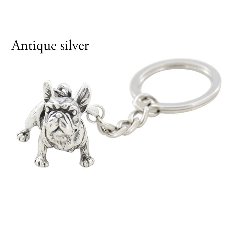 Vintage 3D French Bulldog&Pug Key Chains Cute Animals Keychains Keyring Pet Fashion Jewelry Boyfriend Girls Gift Accessories