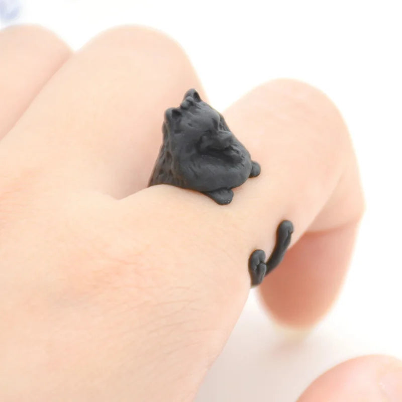 Retro 3D Beagle&German Shepherd&Schnauzer Dog Ring Women Anel Punk Style Rings For Men Wrap Animal Rings Anniversary Bijoux Gift