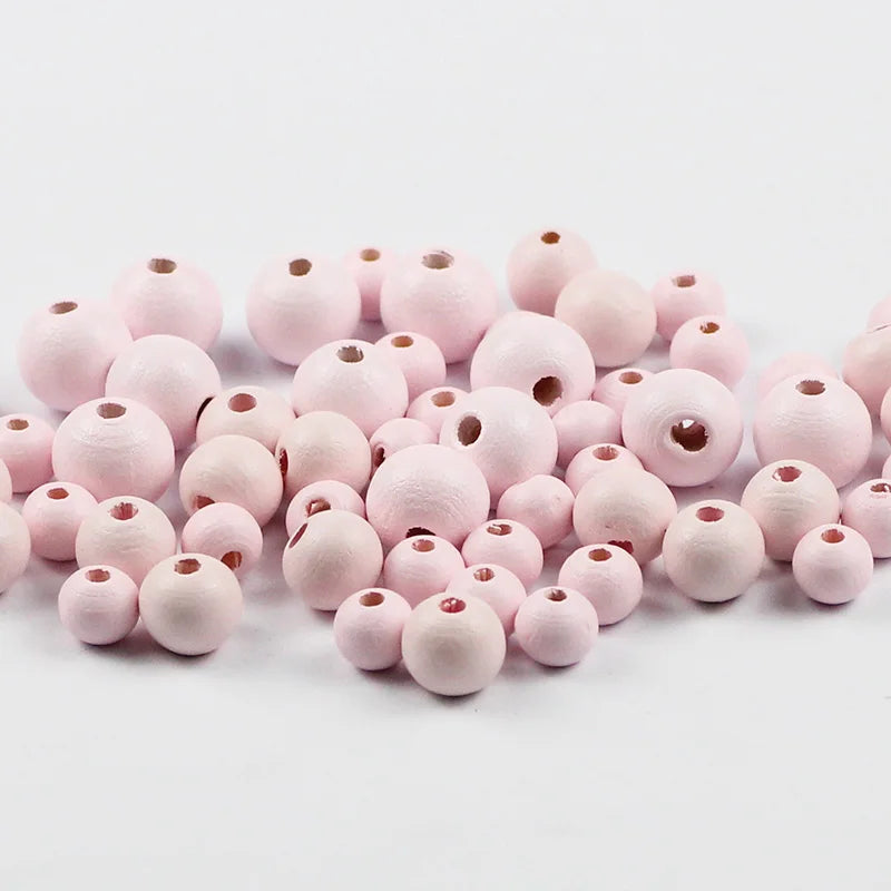 50~200 Stück Holzperlen Farbe 8/10/12mm Runde Kugel Spacer Perlen Naturholzperlen für Schmuckherstellung DIY Armband Finding