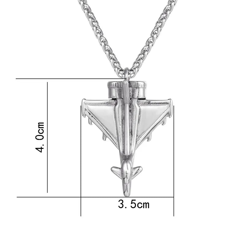 Wholesale 4 Styles Airplane Pendant Necklace For Men Silver Color Stainless Steel Box Link Chain Peace Aircraft Necklace Gifts