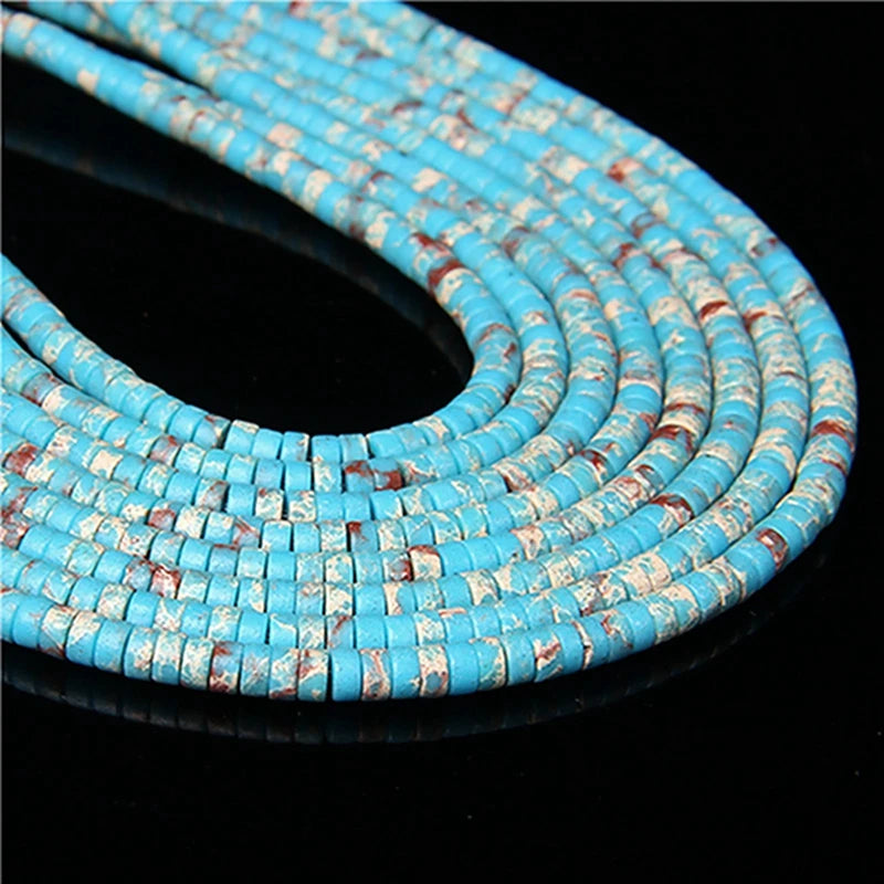 Natural Turquoises Stone Bead Blue Rondelle Cube Shape Loose Spacer Beads For Jewelry Making DIY Necklace Bracelets Accessories - Madeinsea©