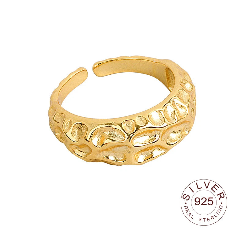 Bague en argent sterling 925, nouvelle bague simple en forme d'œil de fleur, couleur or, style rétro, effet vieilli, faite à la main, bijoux fins et tendance