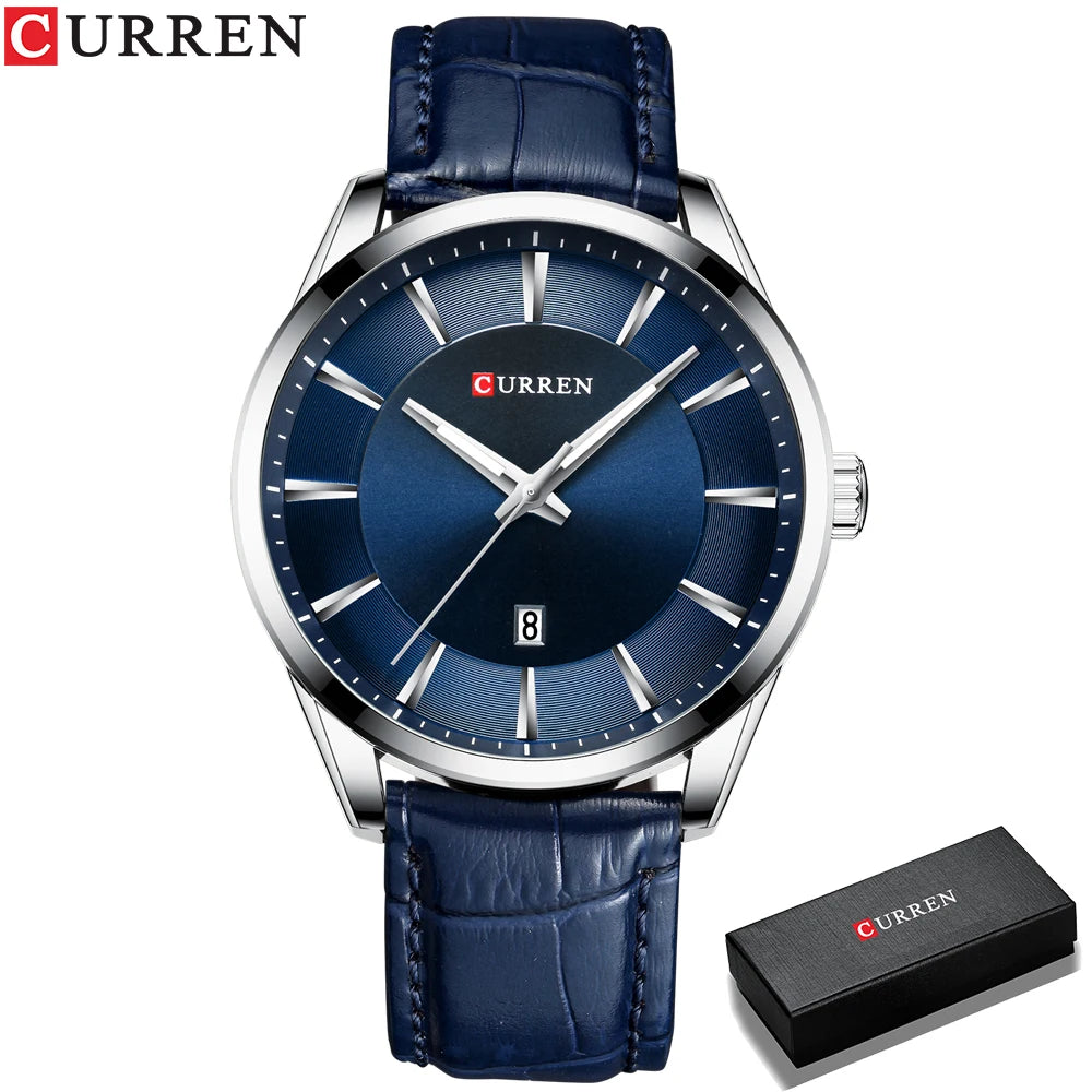 Montres à quartz CURREN pour hommes, bracelet en cuir, montres-bracelets de luxe pour hommes d'affaires, 45 mm.