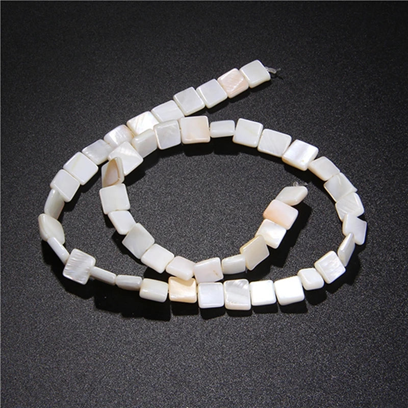 Natural White Mother of Pearl Shell Beads Oval Round Freshwater Shell Beads for Jewelry Making Necklace Bracelet DIY 15" - Madeinsea©