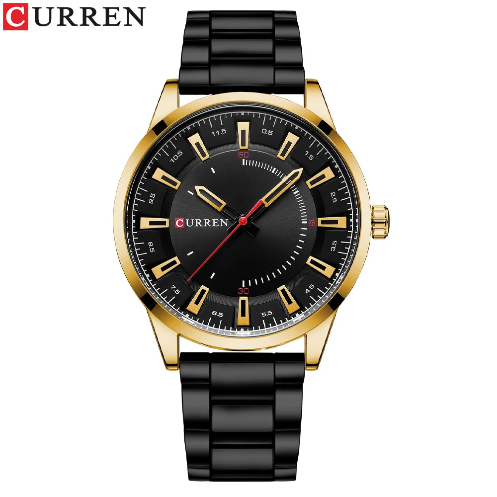 CURREN New Fashion Simple Style Men Watches Quartz Wristwatches Stainless Steel Band Clock Male