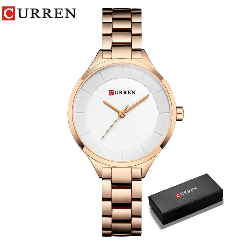 CURREN Top Brand Fashion Ladies Watches Stainless Steel Band Quartz Female Wrist Watch Ladies Gifts Clock Relogio Feminino