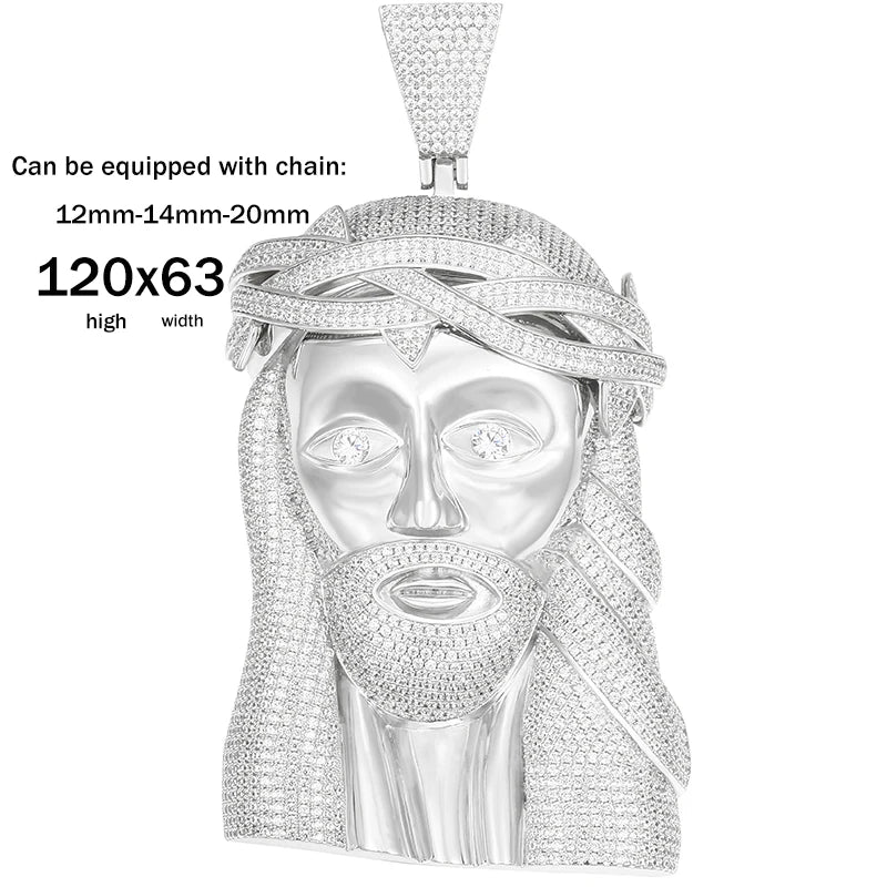 Super Big Gold Colour Jesus Copper Iced Out Cubic Zirconia Pendant Necklace For Men's Hip Hop Jewelry Wholesale Drop Shipping