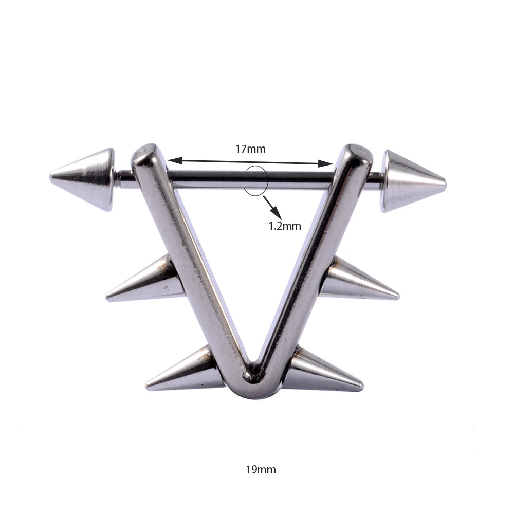 361L Surgical Steel Triangle Stirrup Nipple Shield Circular Nipple Shield with Spike End Piercing Nipple Shield Body Piercing