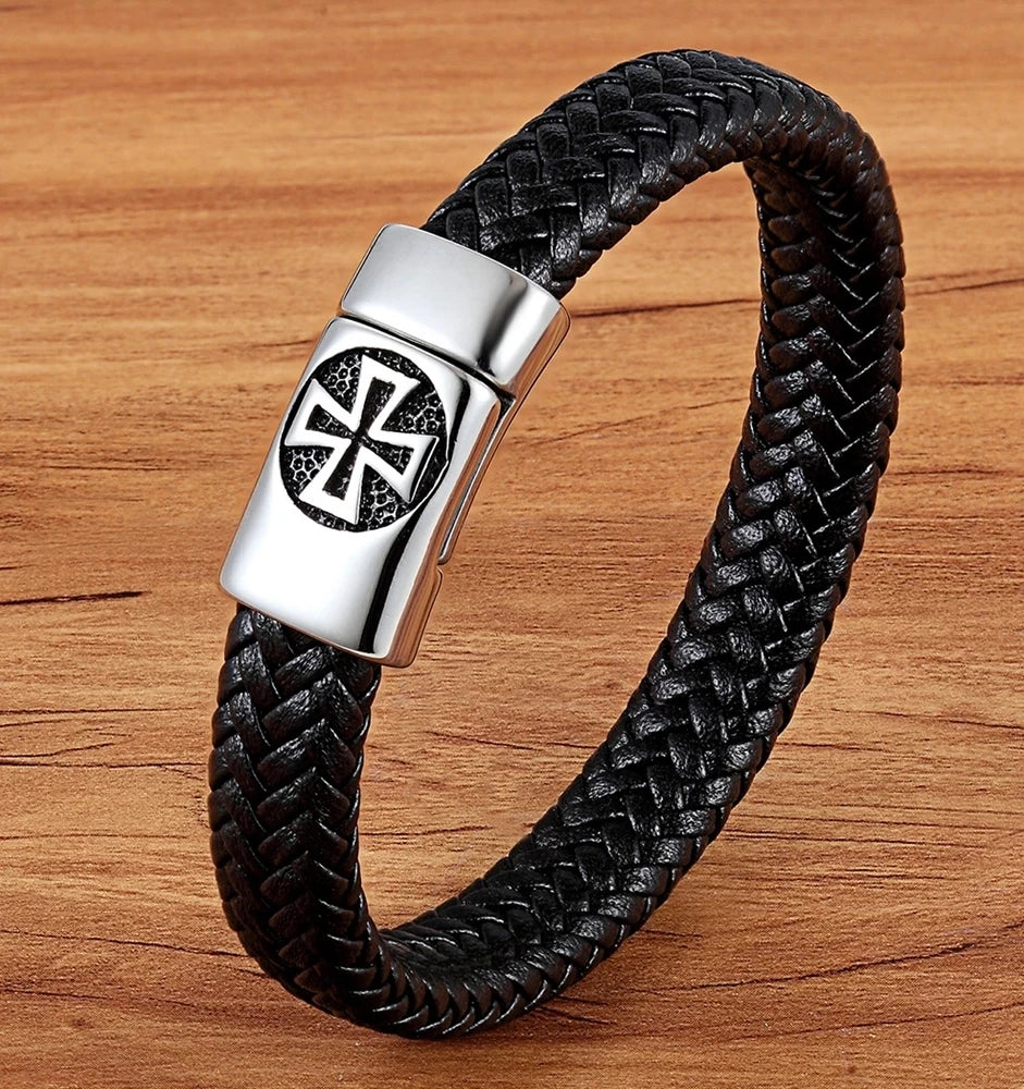 TYO Braided Rope Wrap Leather Bracelets For Men Bangles Fashion Male Women Charm Stainless Steel Clasp Jewelry DIY Customization