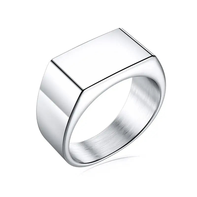 Punk Men Ring Square 316L Stainless Steel Jewelry Customize Rings Black Silver Color Waterproof Jewelry Accessories Gifts