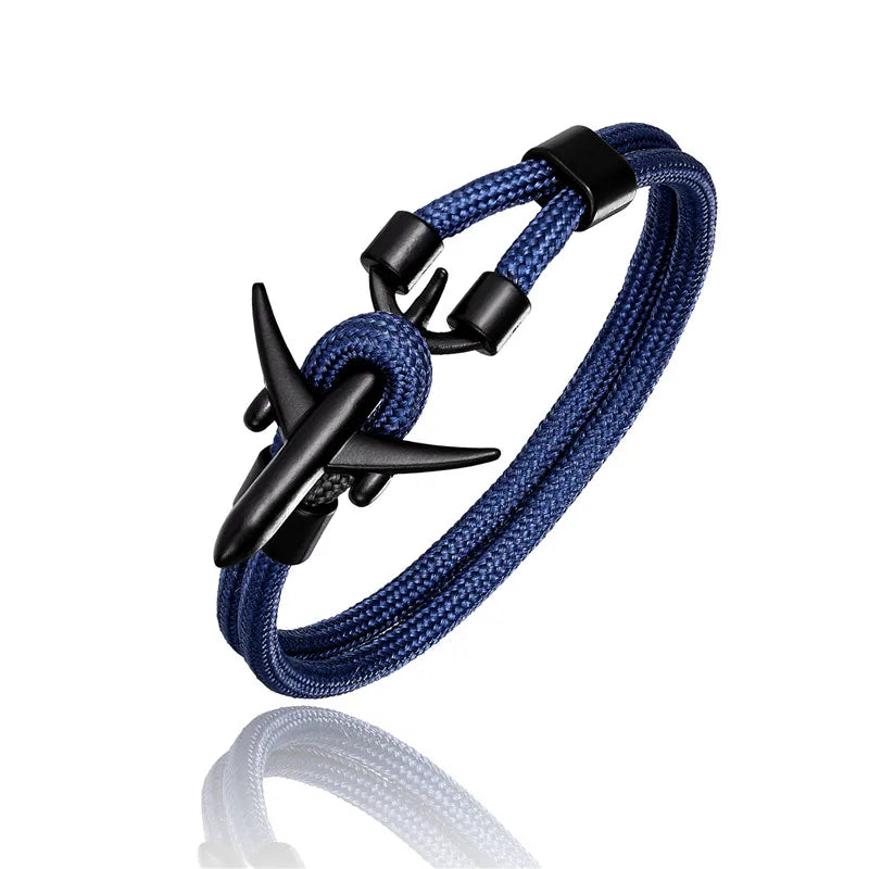 MKENDN Fashion Anchor Men Women Airplane Bracelets Charm Rope Chain Paracord Hope To Safe Jewelry Pulseras hombres