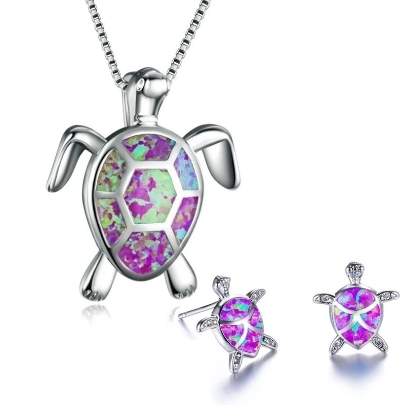 Pendant Cute Beautiful Turtle Animal Necklace And Earrings Necklace Jewelry Set For Ladies Wedding Christmas Gift