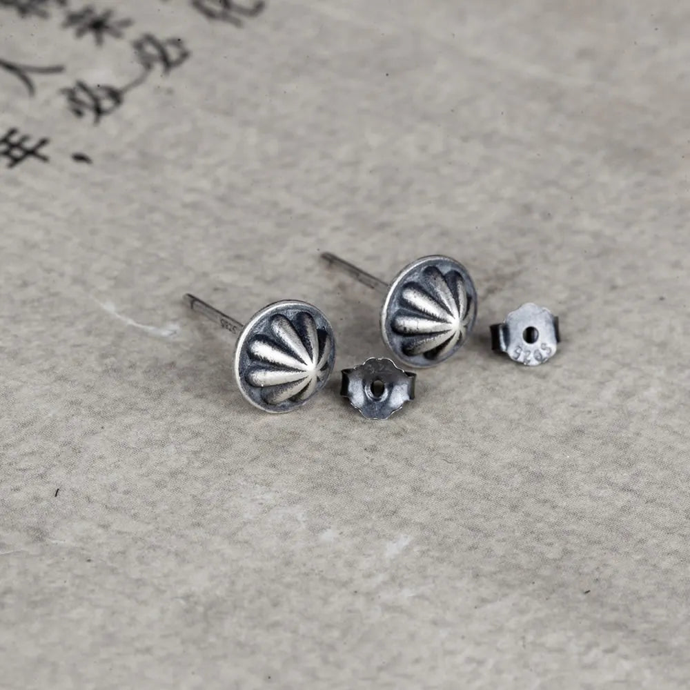MKENDN Ohrstecker aus 925 Sterlingsilber mit Stoffknopf für Damen und Herren – minimalistischer Ohrschmuck im Punk-, Street- und Gothic-Stil