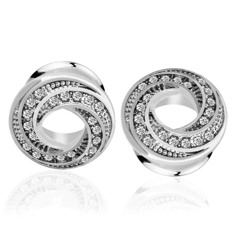 2 Stück Ohrstöpsel/Tunnel/Ohrpiercings aus 316L Edelstahl mit geschraubten Sattelohrring-Expander-Messgeräte Körperschmuck-Piercings