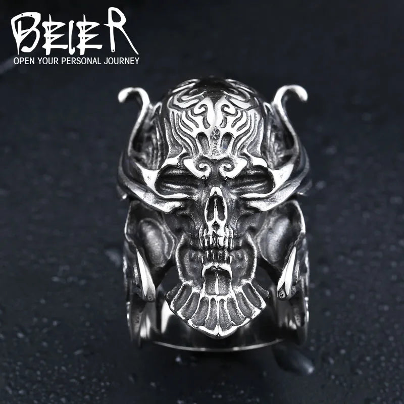 Beier new store 316L Stainless Steel ring top quality  House Stark of Winterfell skull mask Ring LLBR8-166R