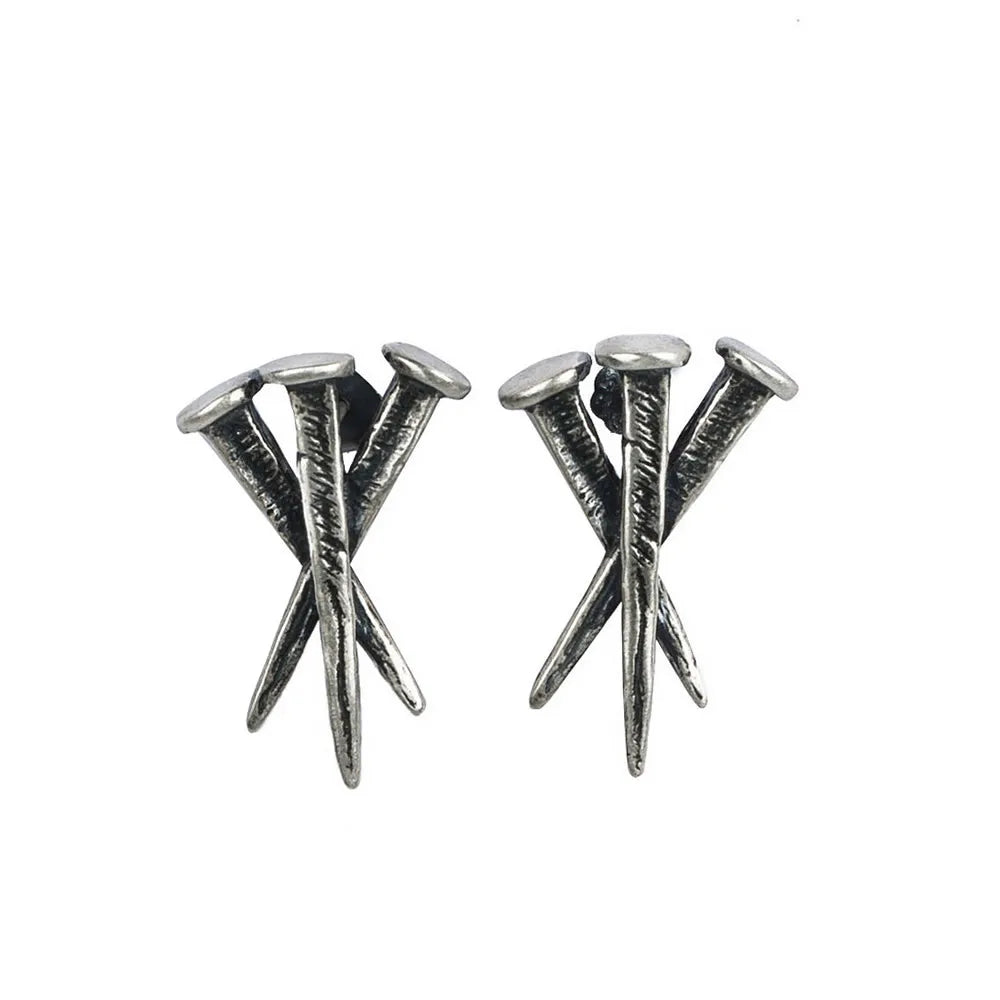 MKENDN 925 Sterling Silber Punk Vintage Nagelohrringe Persönlichkeit Alternative Halloween Ohrschmuck Accessoires Gothic Stil