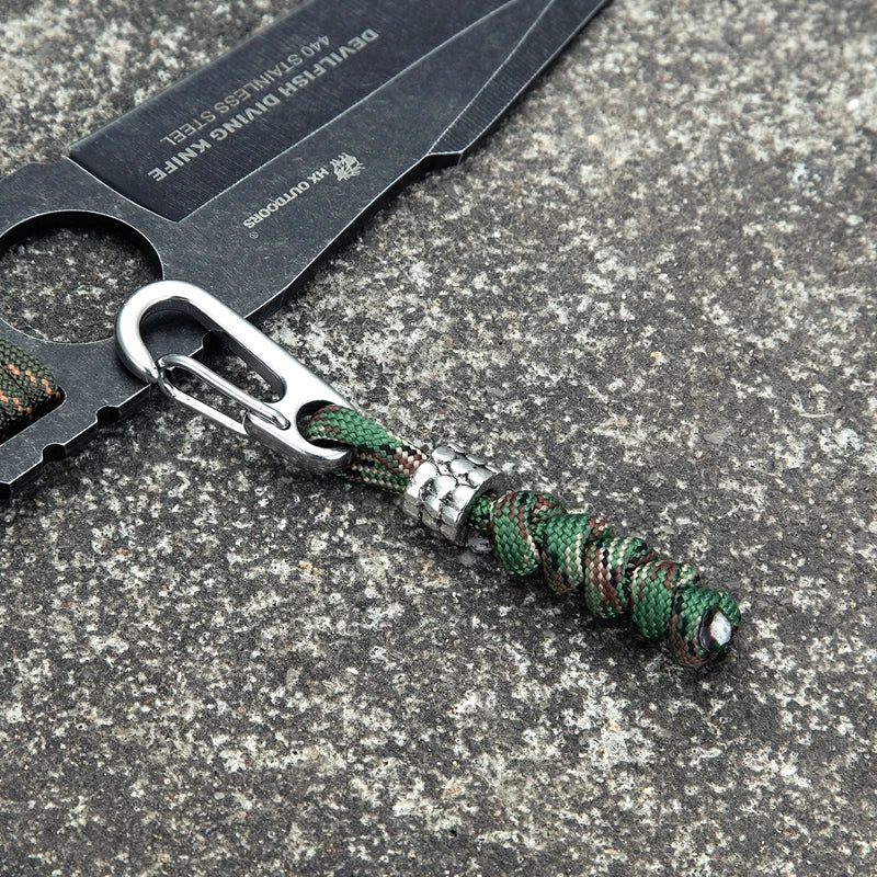 Paracord Keychain Outdoor Climbing Metal Buckle High Strength Parachute Cord Self-Defense Emergency Survival Backpack Key Ring