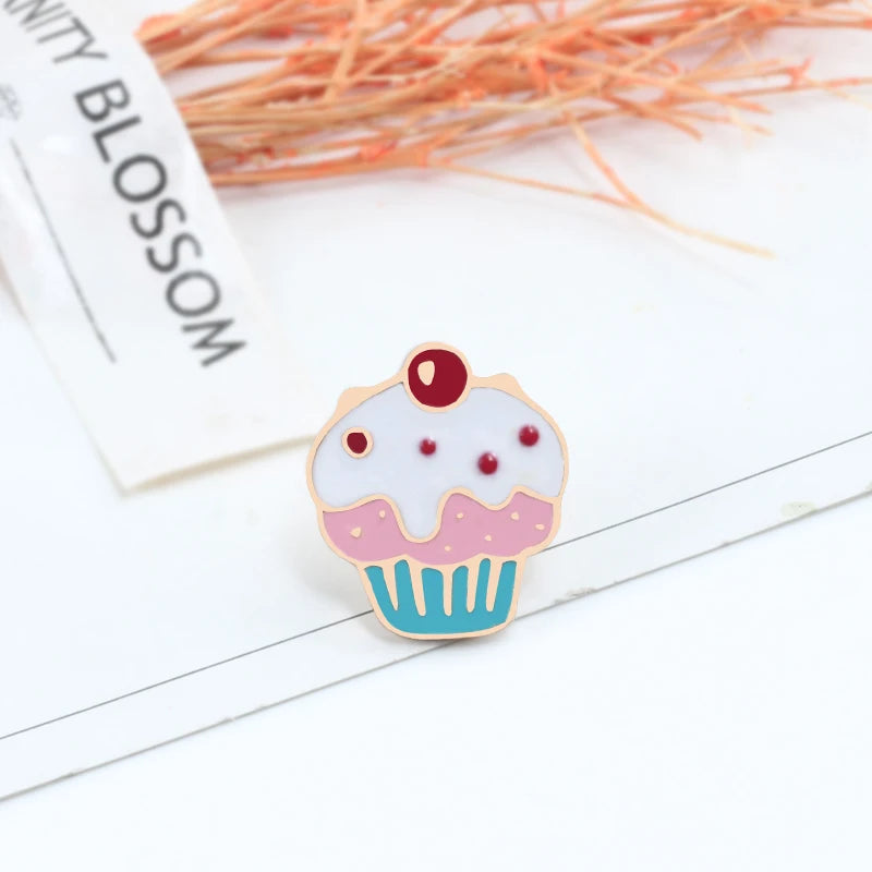 Sweet Cartoon Enamel Pins Cute Ice Cream Lapel Brooches Bright Color Mental Badges Pin Jeans Backpack Brooch Jewelry For Women