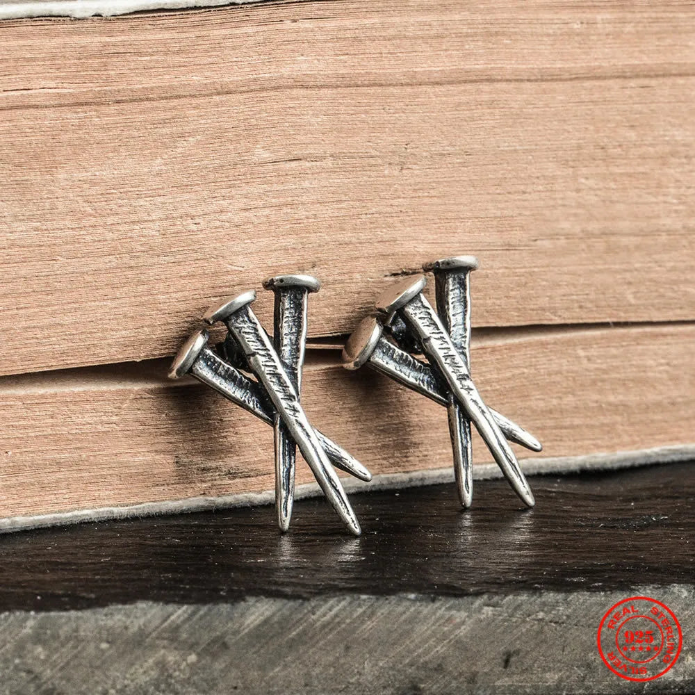 MKENDN 925 Sterling Silber Punk Vintage Nagelohrringe Persönlichkeit Alternative Halloween Ohrschmuck Accessoires Gothic Stil