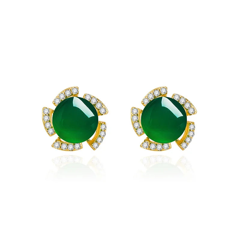 Real 14K Gold Jewelry Earring Women Fine Aros Mujer gemstone Earrings for Women Orecchini 14 K Yellow Gold Bizuteria Jewelry