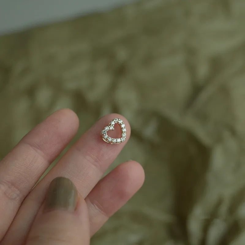 925 Sterling Silver Simple Zircon Heart Pendant Clavicle Chain Necklace Women Classic Fashion 14k Real Gold Plating Jewelry