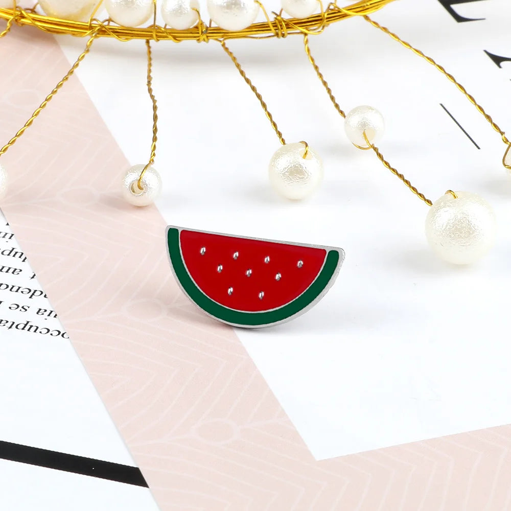Hot Summer Cute Watermelon Enamel Pins Kids Cartoon Fruit Brooches Women Bag Decoration Badges Women Lapel Pins Jewelry Gift New