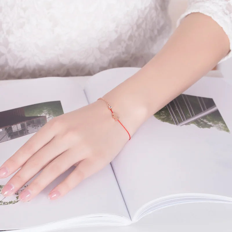 Buyee 925 Sterling Silber Hundearmbänder Süßes Schwein Rote Schnur Süße Einfache Armbänder Für Frau Mädchen Edler Schmuck Armbänder Kette