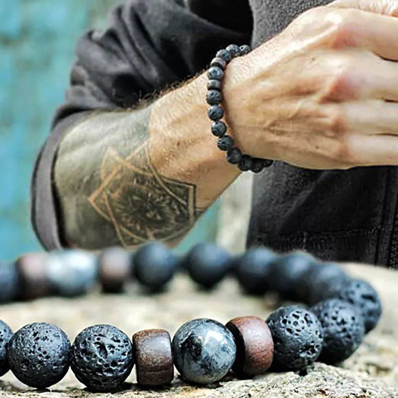 Volcanic Lava Stone Bead Bracelet for Men - Madeinsea©