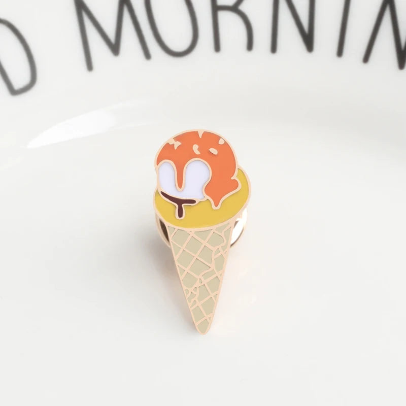 Sweet Cartoon Enamel Pins Cute Ice Cream Lapel Brooches Bright Color Mental Badges Pin Jeans Backpack Brooch Jewelry For Women