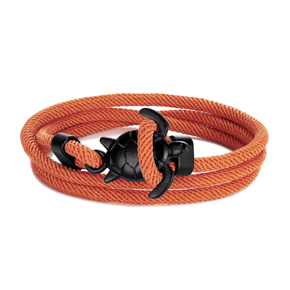 MKENDN Hand Braided Sea Turtle Viking Bracelet Charms Darkblue Rope For Men Women Beach Wristband Adjustable Jewelry Homme