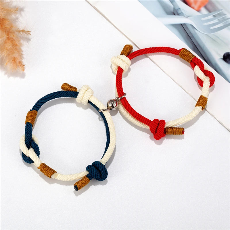 MKENDN Concentric knot Infinity Couple Bracelet For Lovers Attract Each Other Men Women Souvenirs Valentine's Day Present