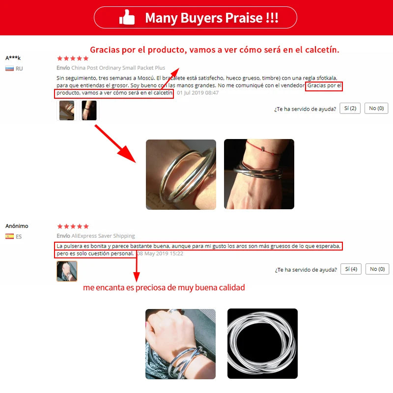 DOTEFFIL 925 Sterling Silver Bracelet Bangles Women Three Lines Smooth High Quality Solid Bracelet Bangles Fashion Jewelry