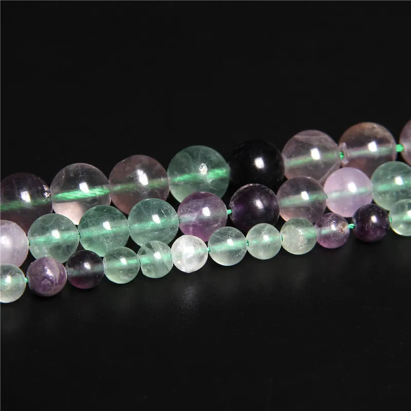 Hot Sales Natural Fluorite Beads Smooth Purple Round Loose Beads For Jewelry Making Bracelet Accessries 4 6 8 10 12MM 15" Strand